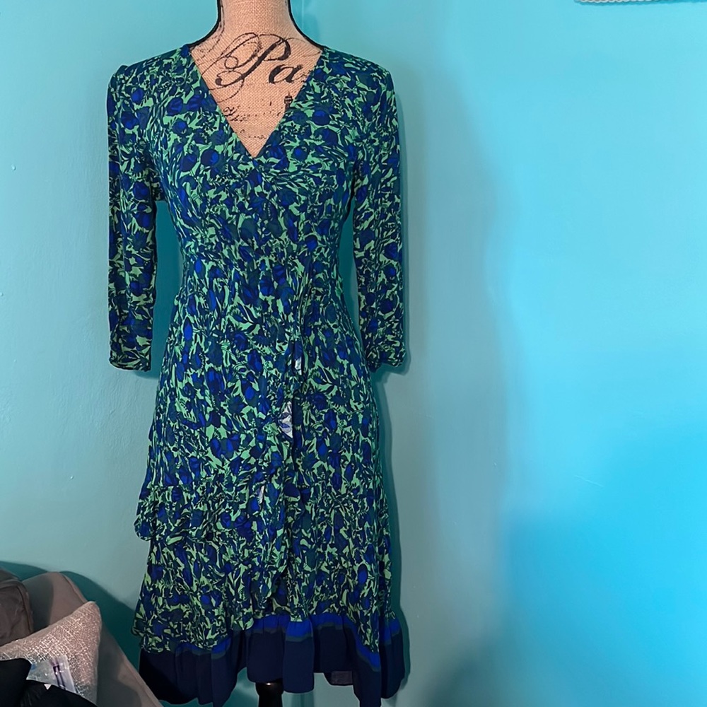EUC Anthropologie - Maeve Floral Long Sleeve Ruffled Dress